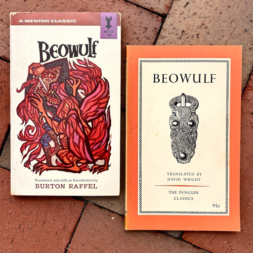 2 1960s Beowulf Paperbacks Saga Danish Grendel Norse Geats Danes Anglo Saxon